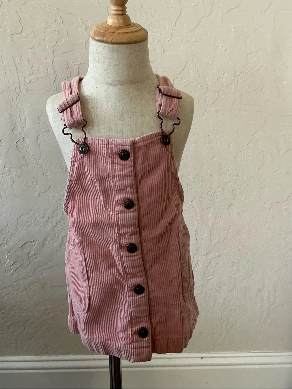 OshKosh B'gosh Dusty Pink Corduroy Button Pinafore Dress